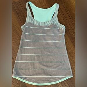 Lululemon Womens tank top mint green gray stripe 4 or 6